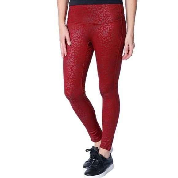 NEW! Slim & Sleek Animal Printed Coated Legging, Red Wine Leopard - 5x P… - Picture 1 of 6